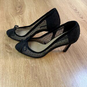 Zara Black Polka Dot Mesh Heels – Size 37